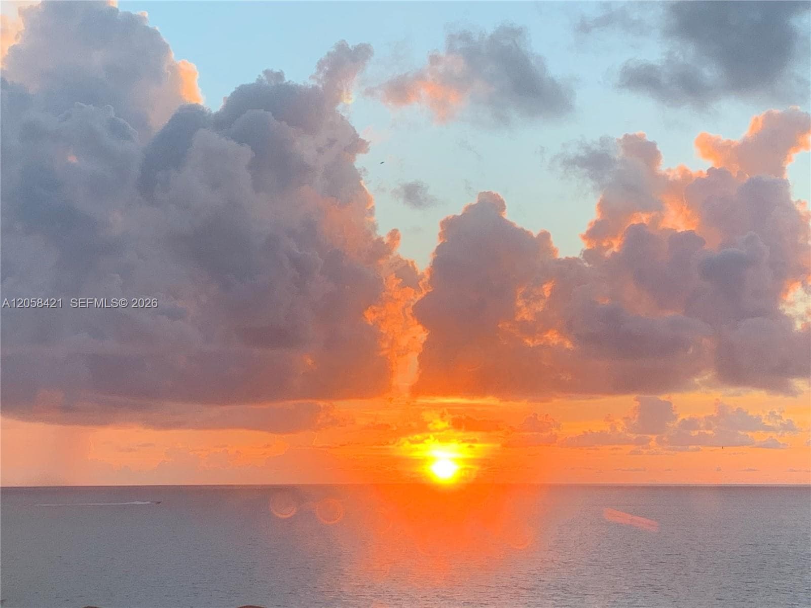 Sunrise on the ocean from dining room window