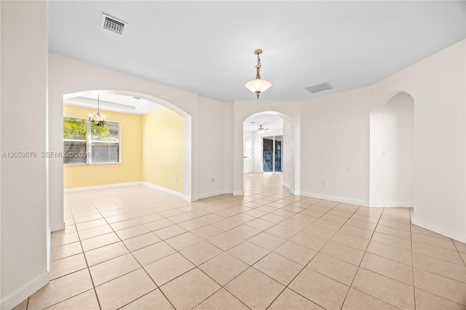 View of Dining room and Kitchen entrance from the living room.