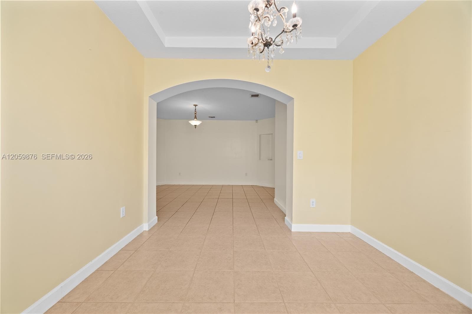 View of the living room from the dining room.