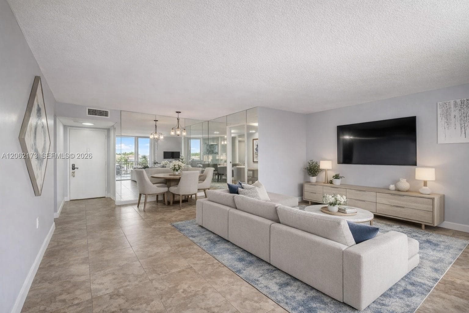 Living and dining area - virtually staged