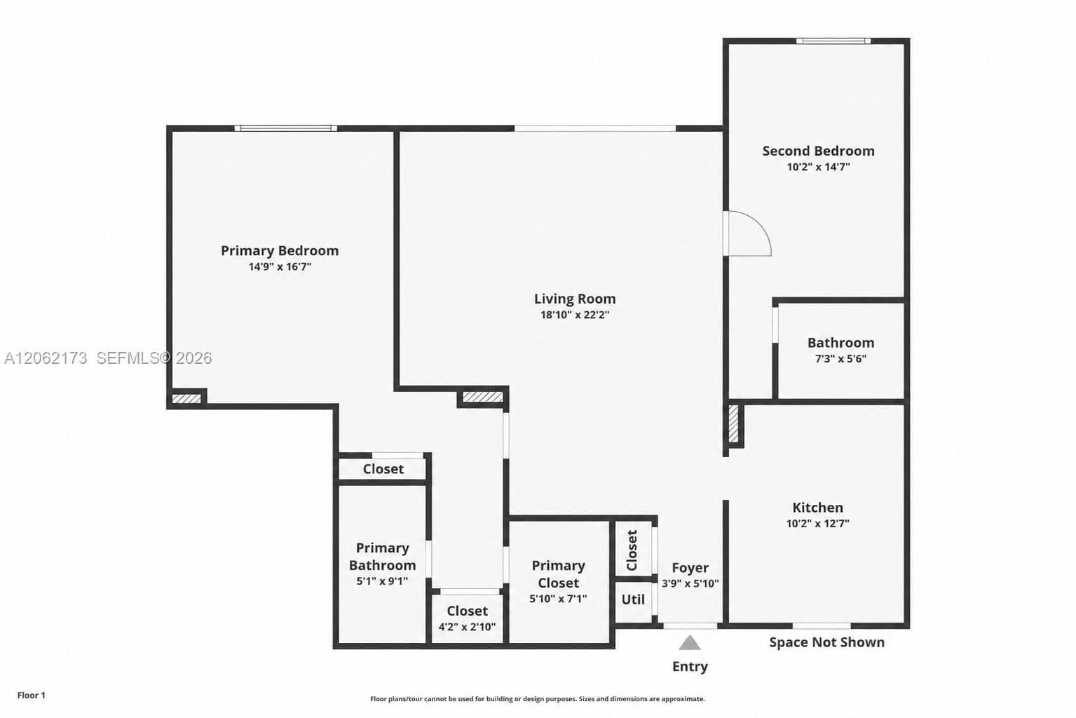 Floor plan with approximate room dimensions