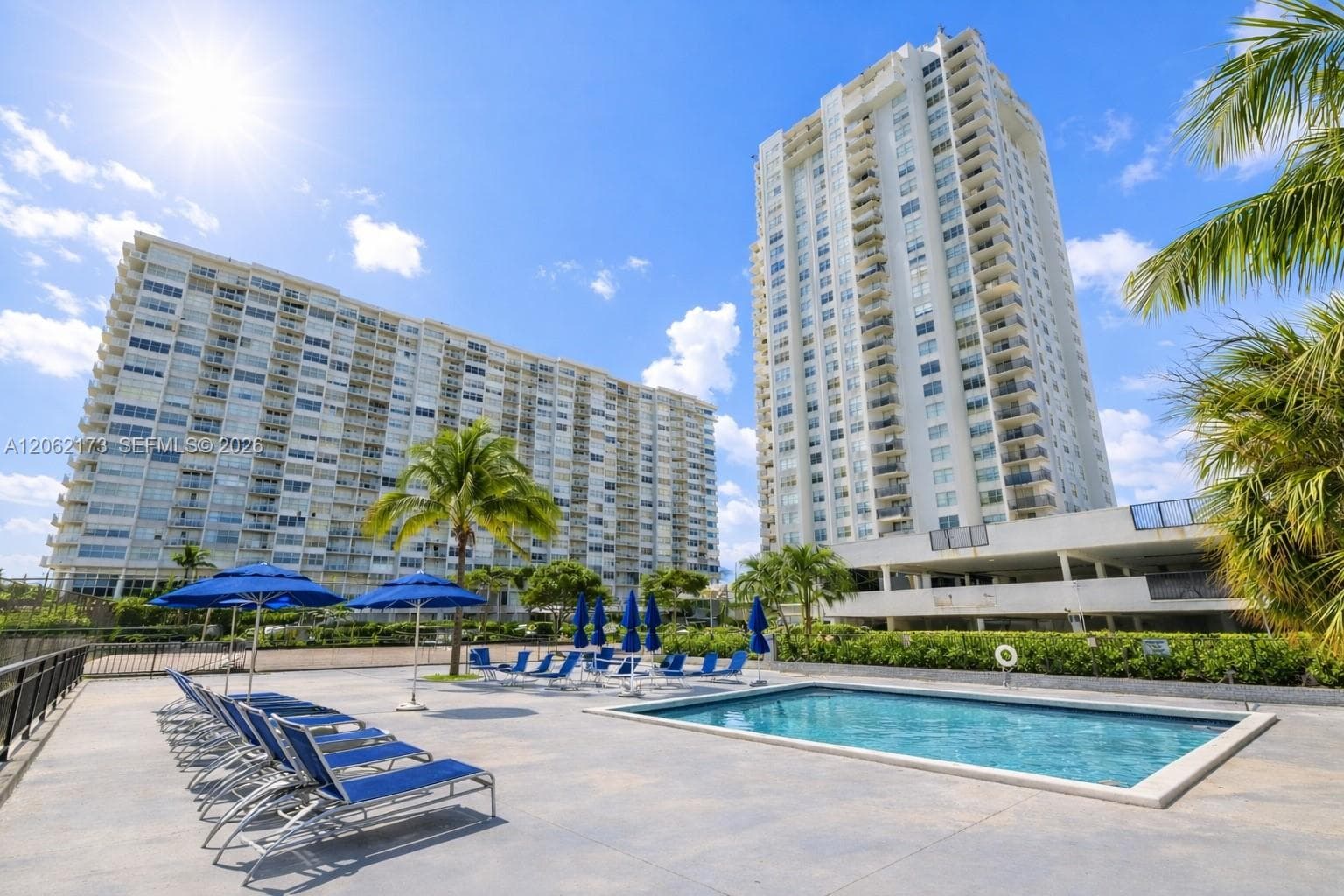 Community pool and building