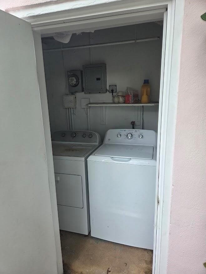 Washer and Dryer laundry room in backyar