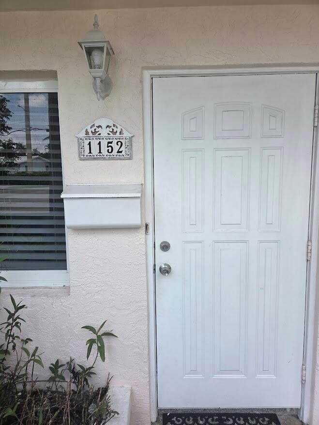 Front door and mailbox