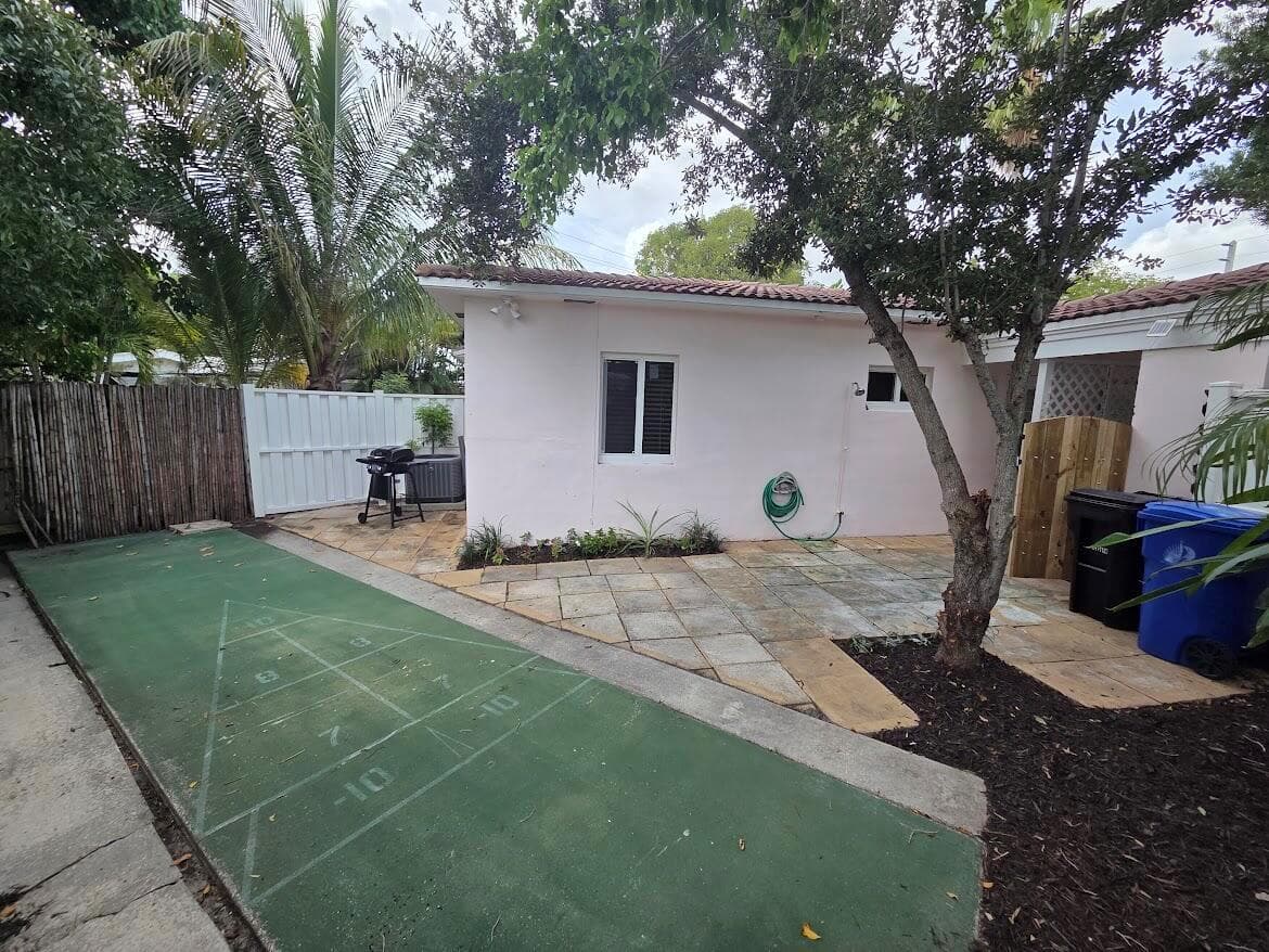 Fenced and private backyard