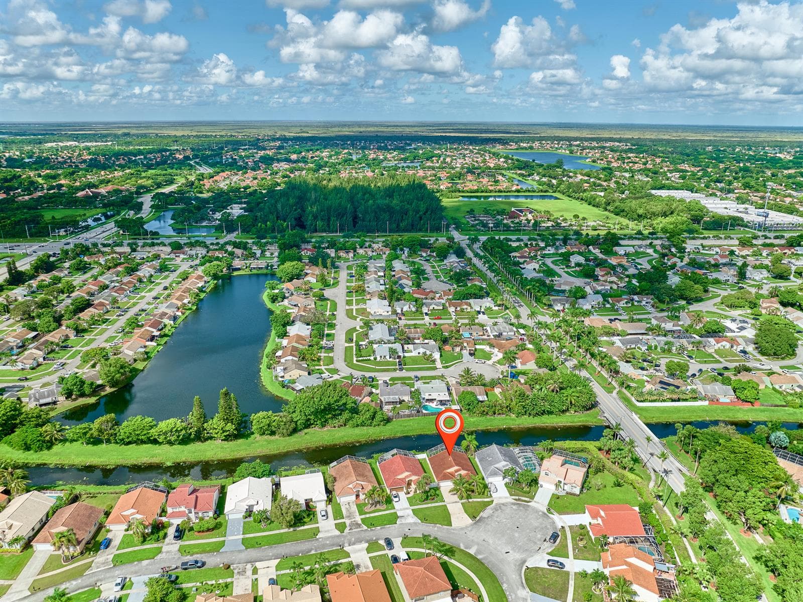 drone view of neighborhood