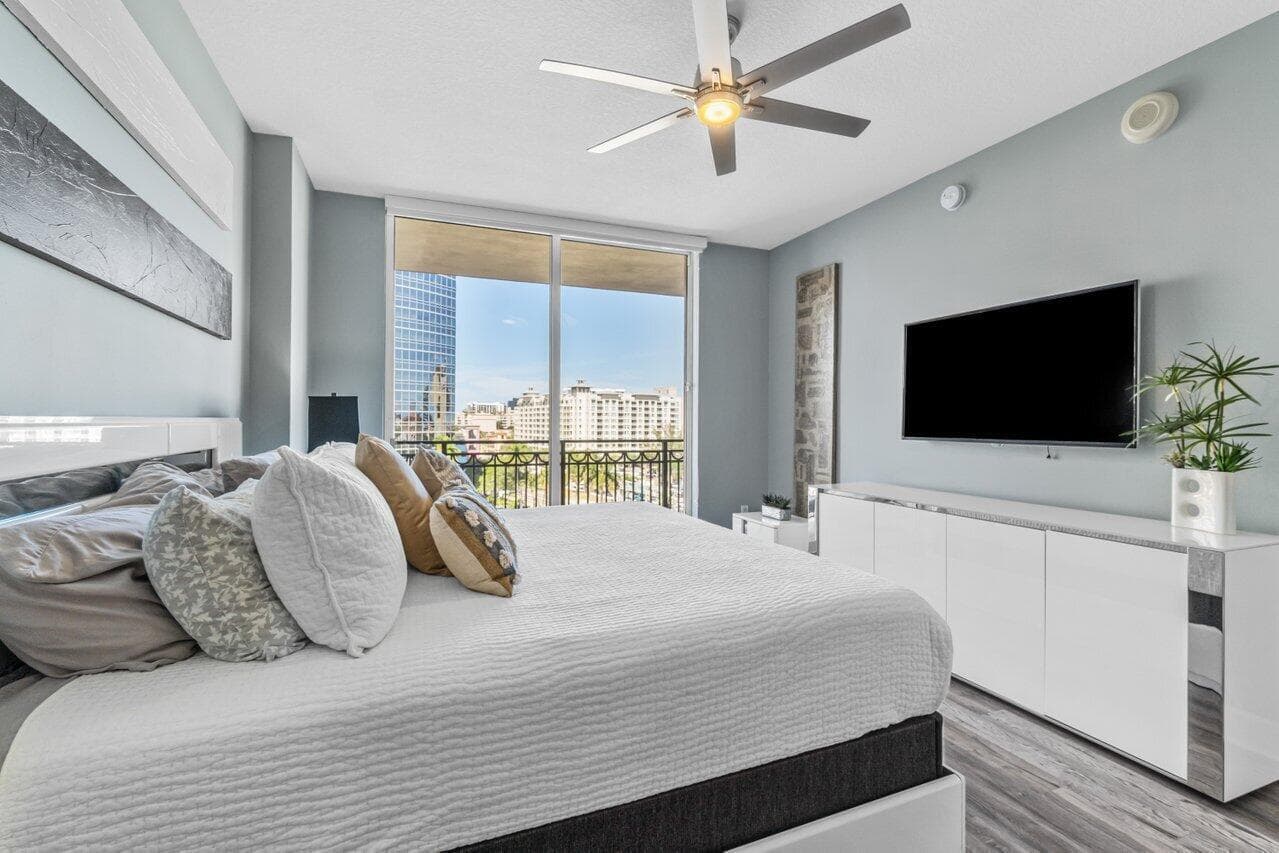 Primary Bedroom & Balcony Views