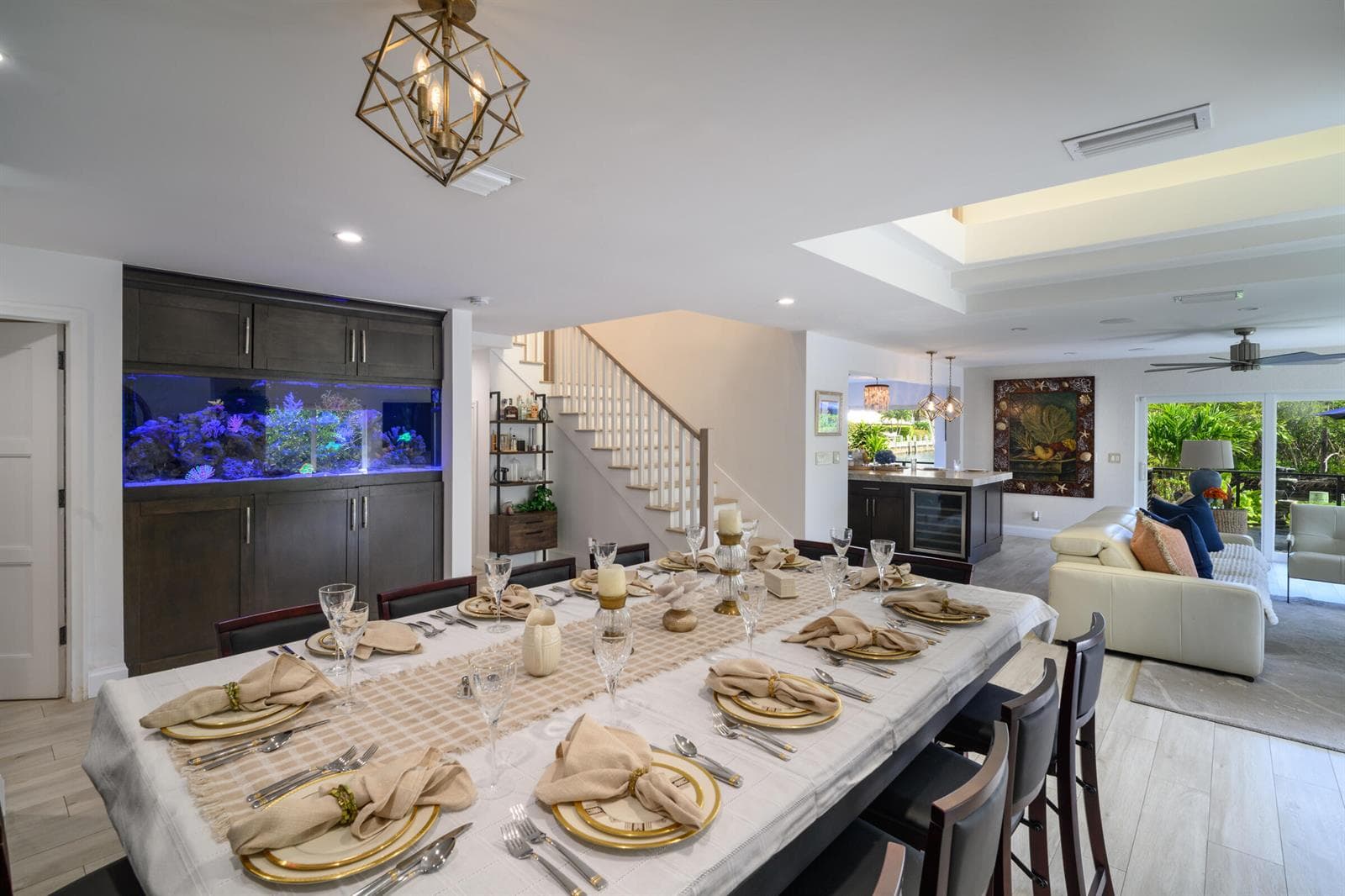 Dining and 220 Gallon Aquarium