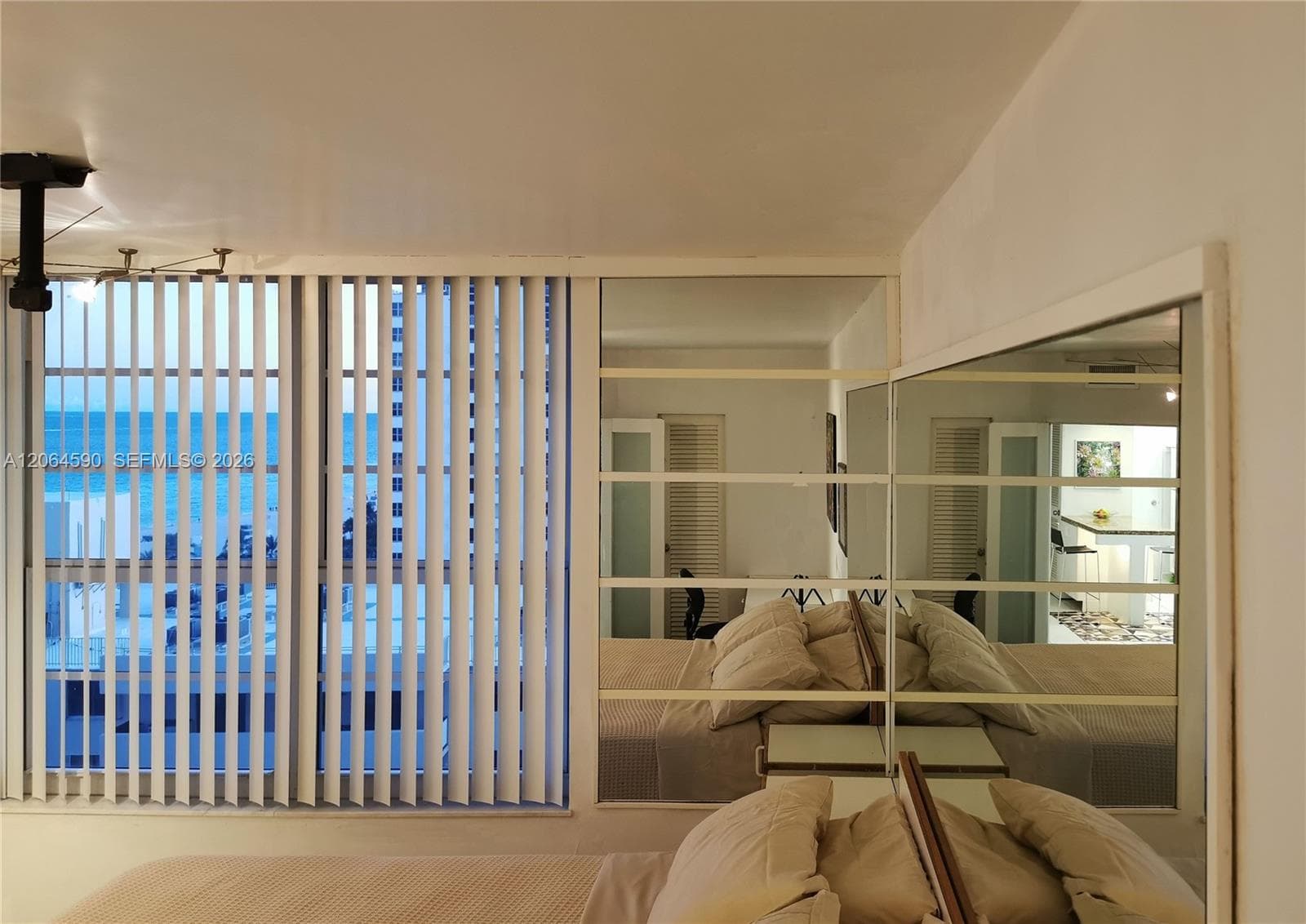 View to the ocean from the bed