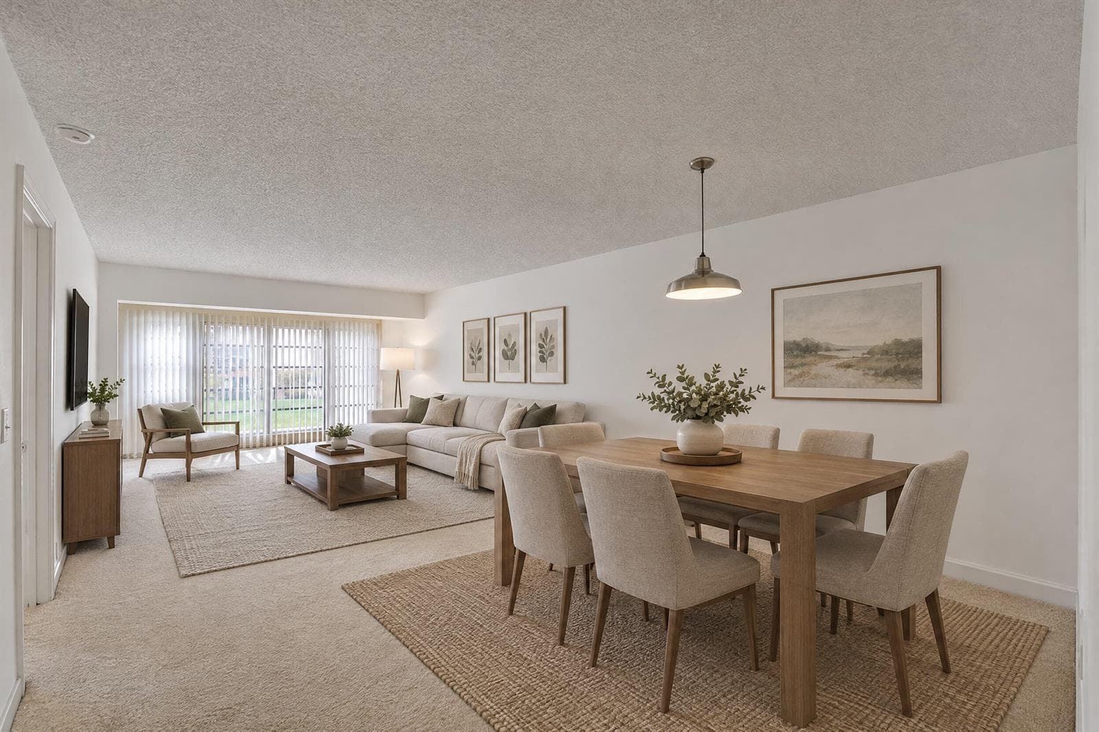 Virtually staged Dining area to LR