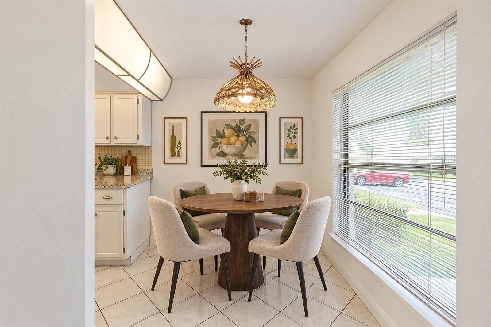 Virtually staged eat-in kitchen
