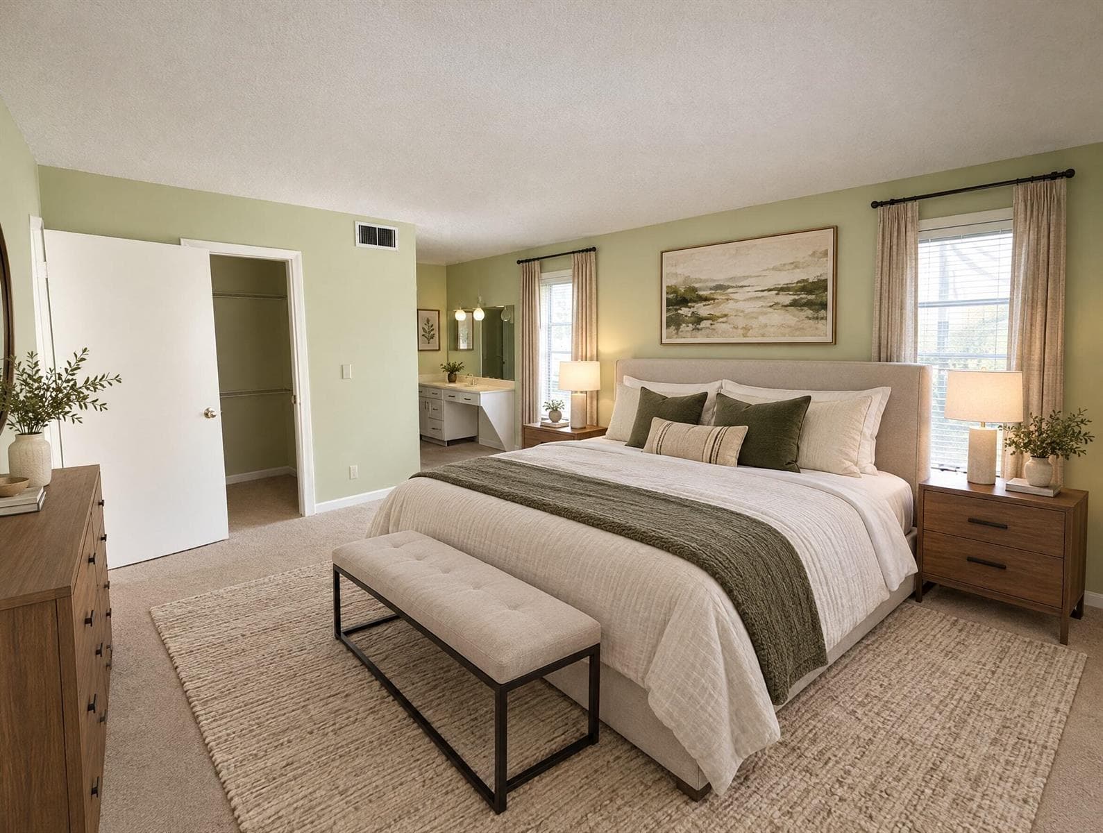 Virtually staged master bedroom