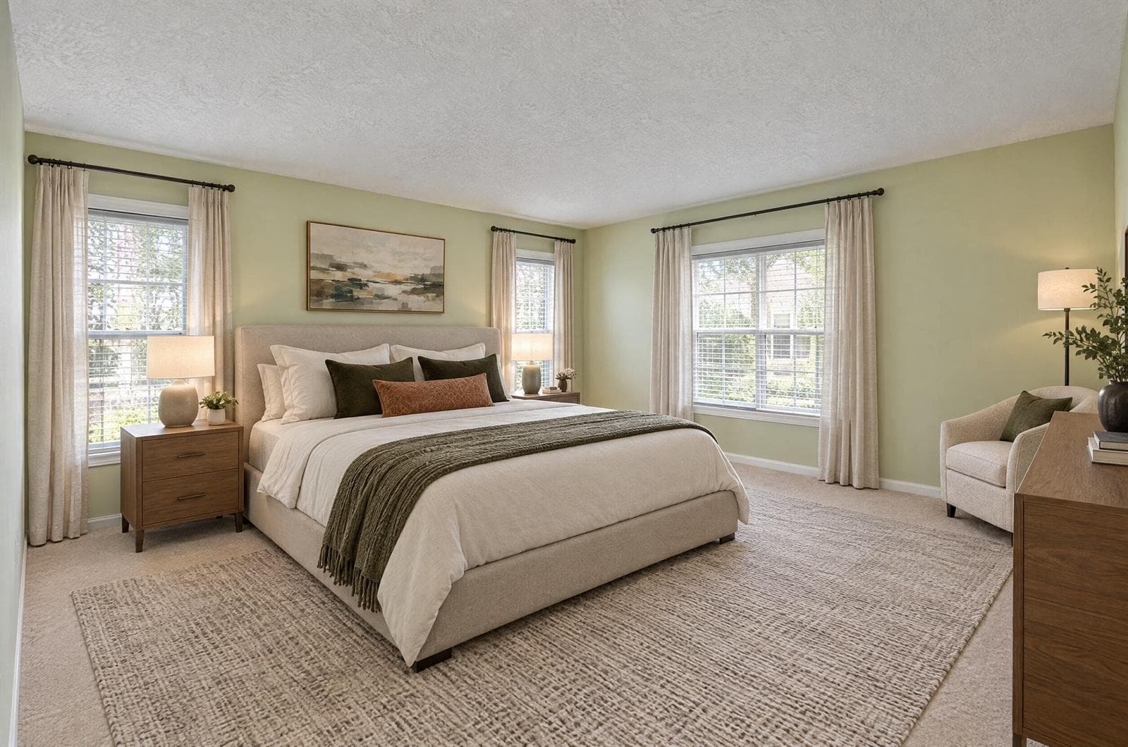 Virtually staged masdter bedroom