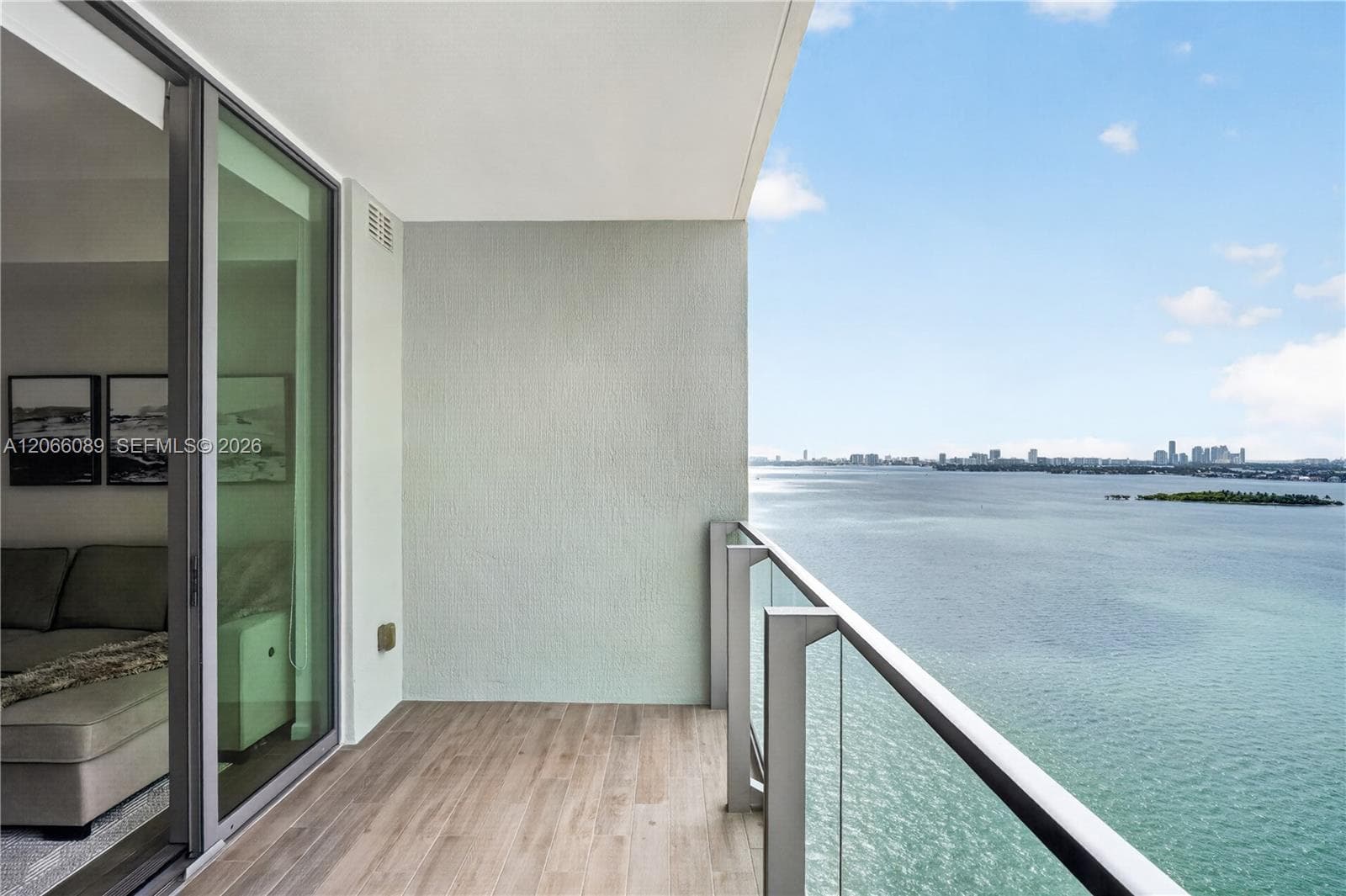 Expansive balcony with views of the Bay
