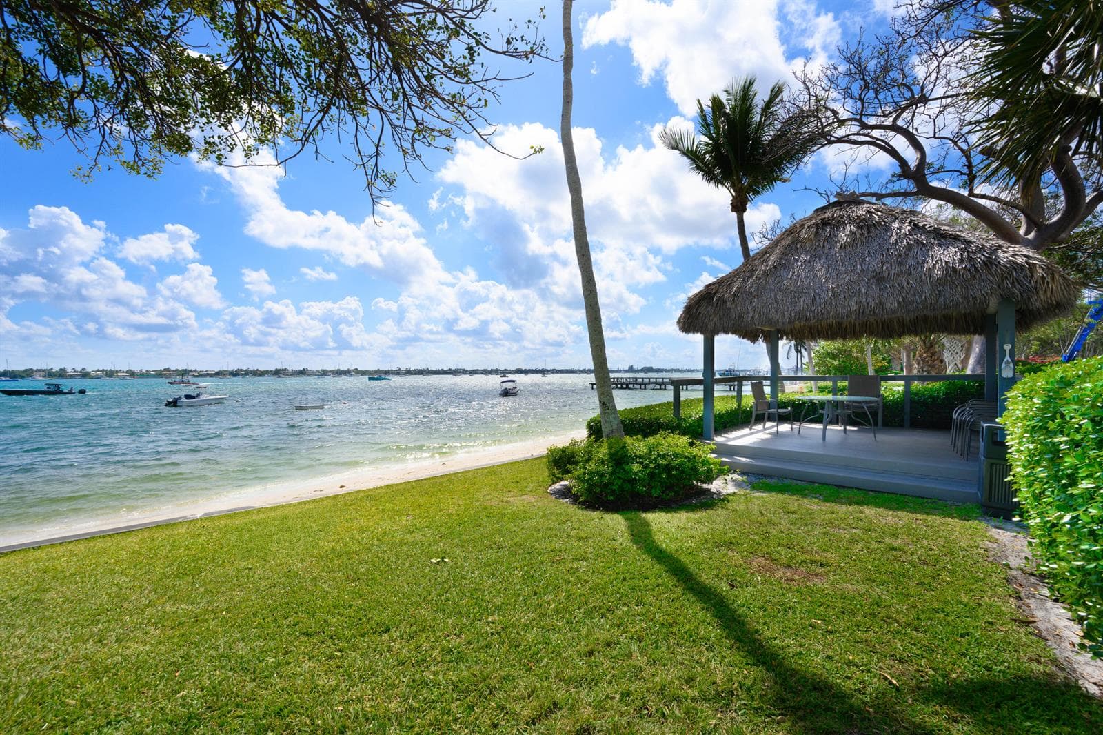 Private beach with Tiki hut