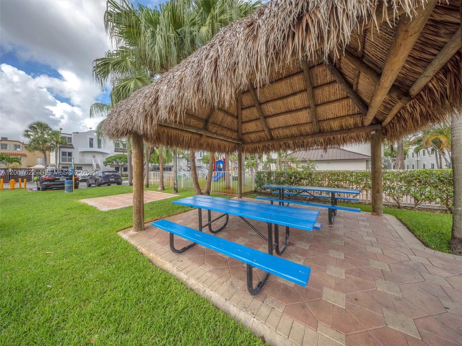 Nice covered seating area adjacent to the playground