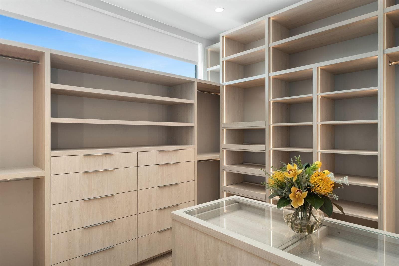 Expansive Designer-Lit Walk-In Closet