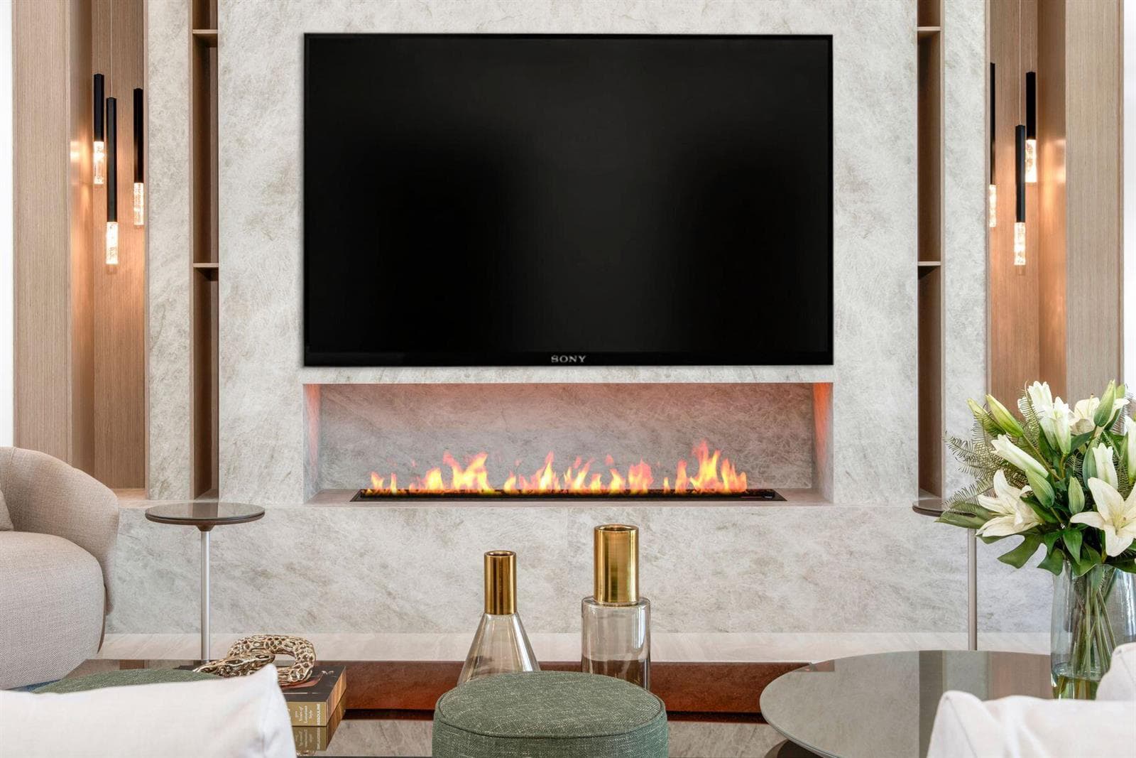Water-vapor fireplace