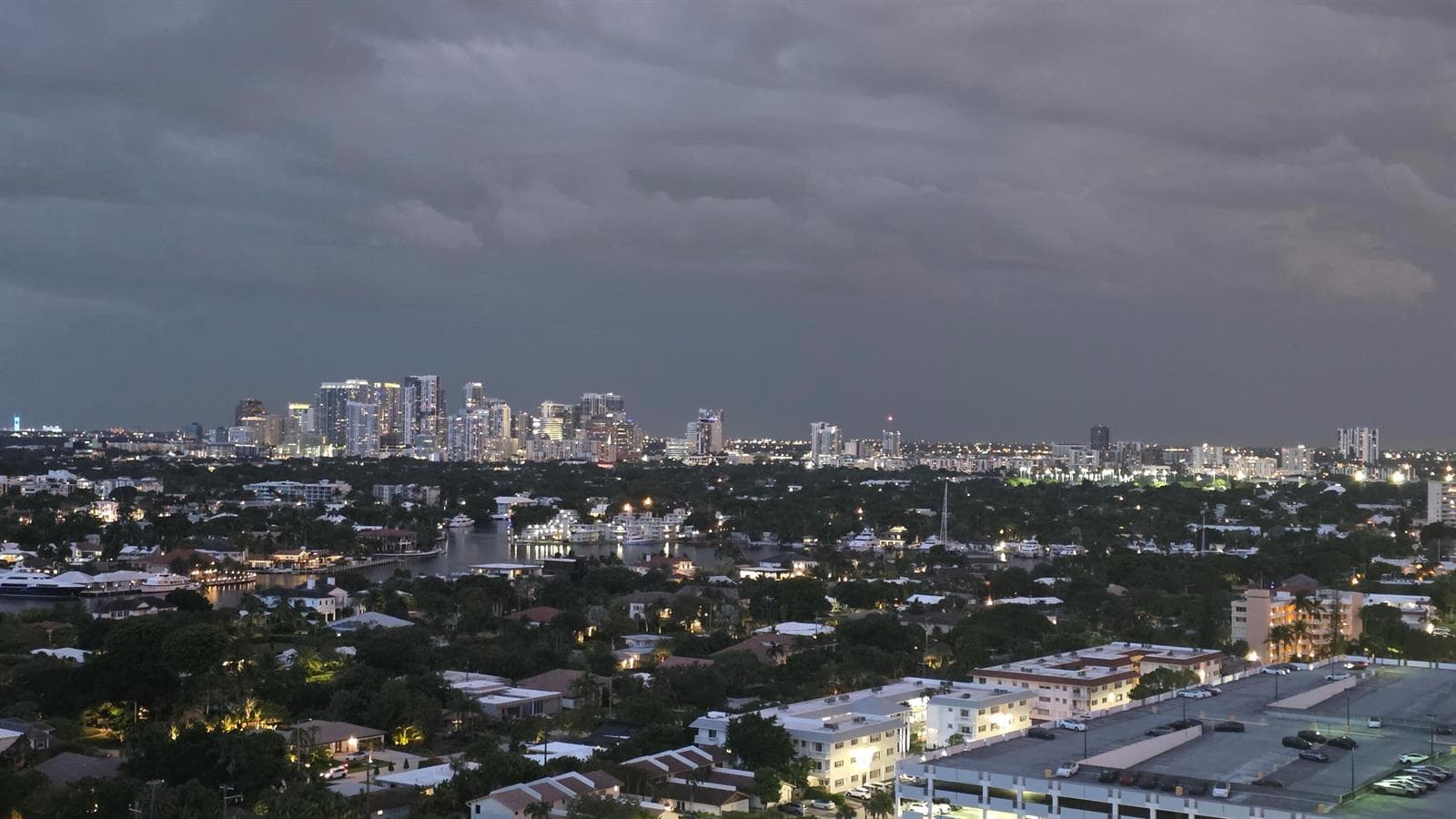 city views at dusk