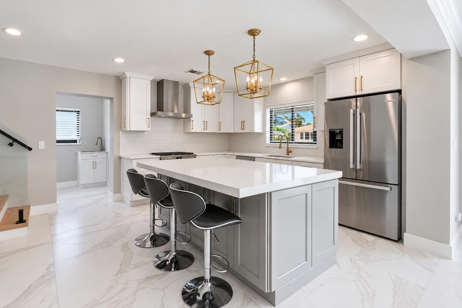 Pristine Brass-Accented Modern Kitchen