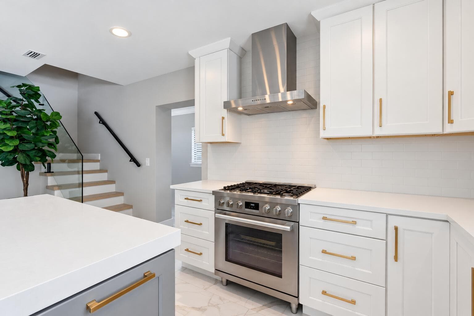Minimalist Kitchen with Brass Accents