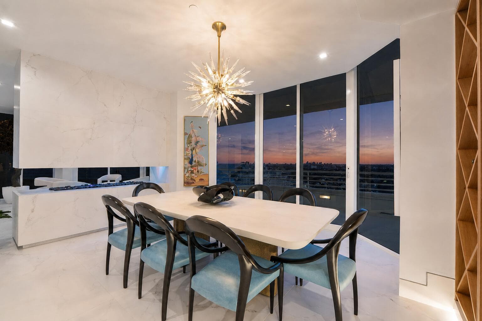 A view at nightime while dining