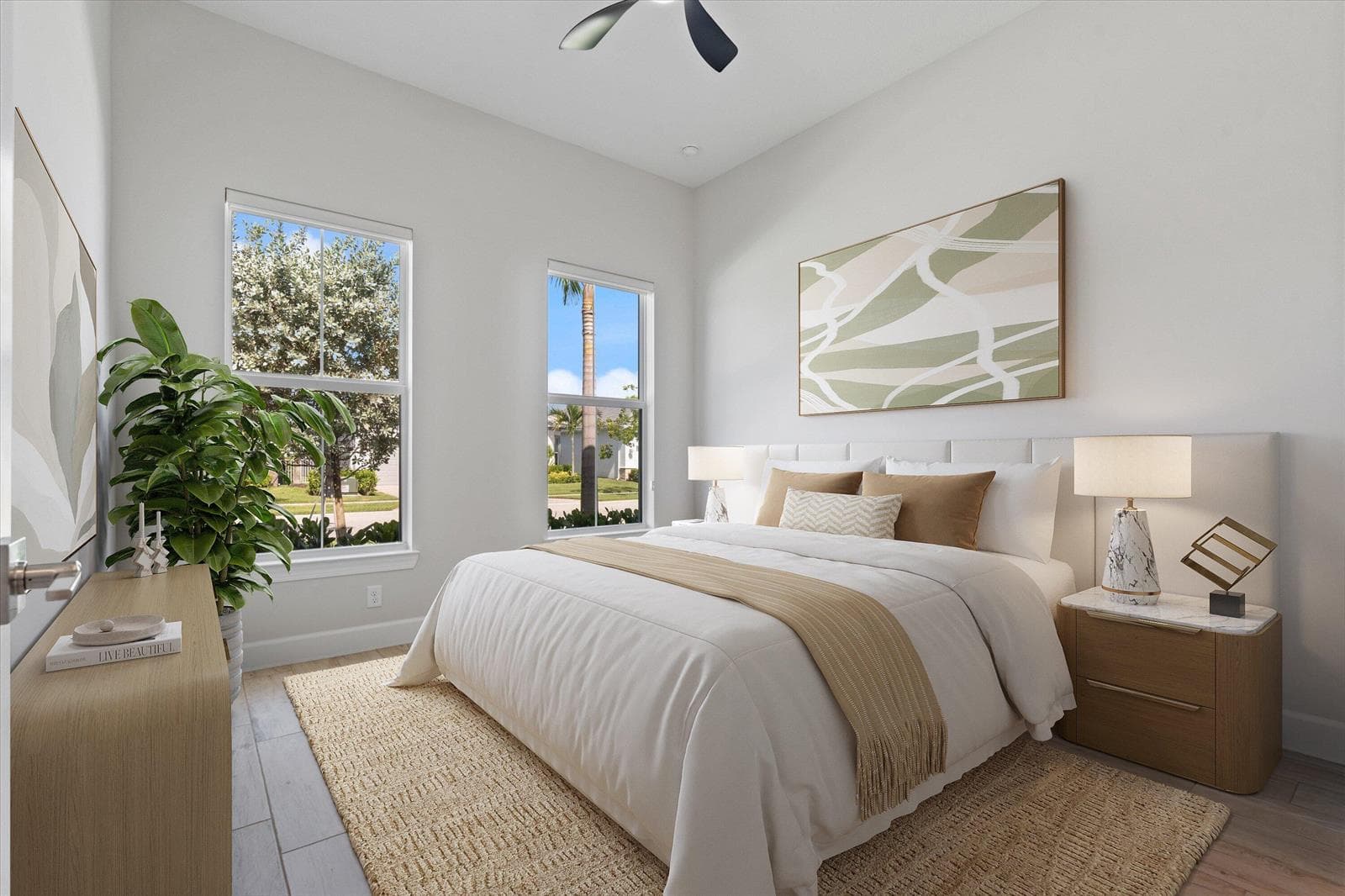 Virtually staged guest bedroom