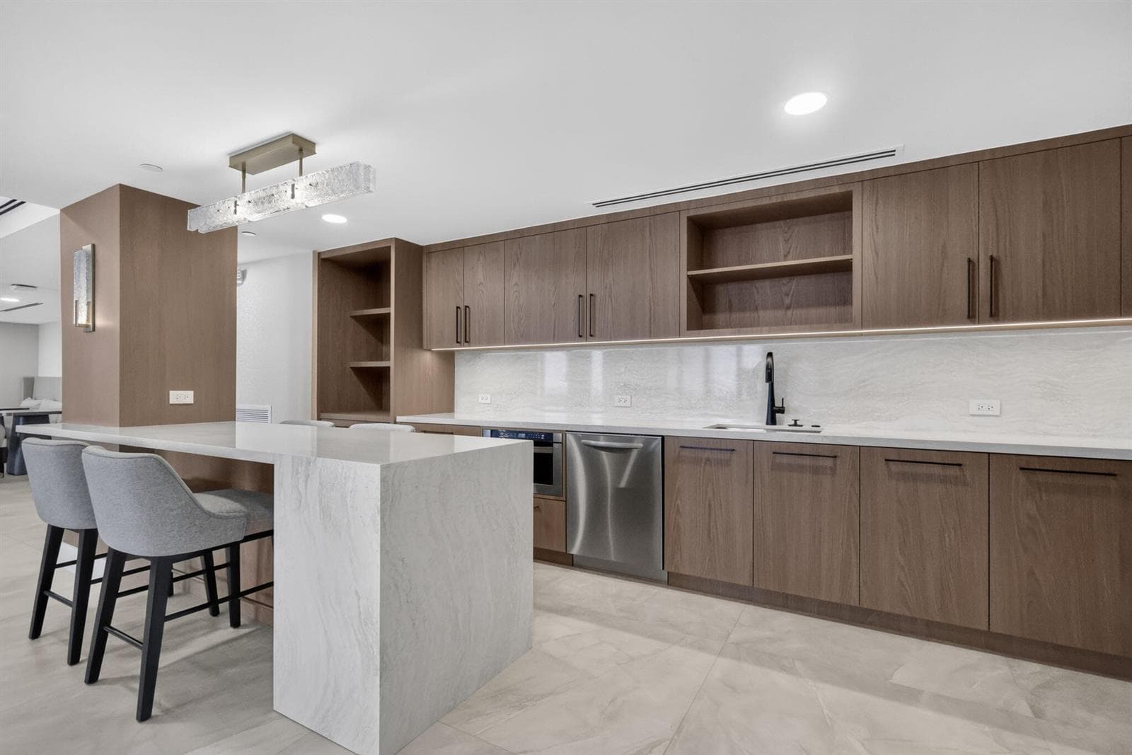 Buffet Area & Open Kitchen in Social Roo