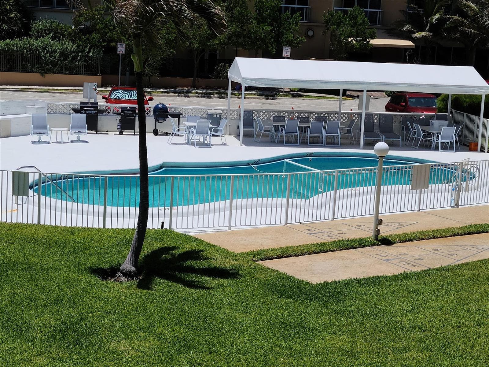 View to pool from balcony