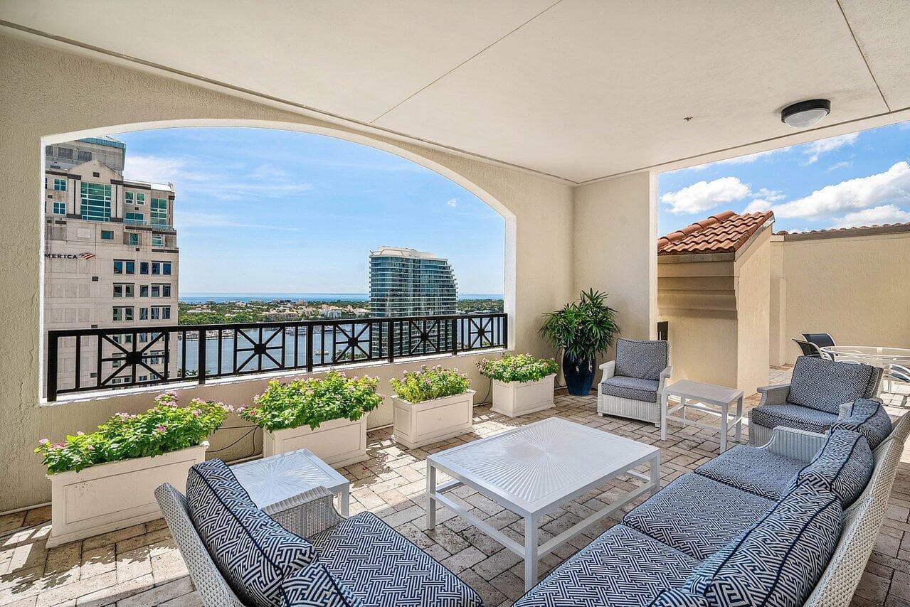 Pool deck next to grills
