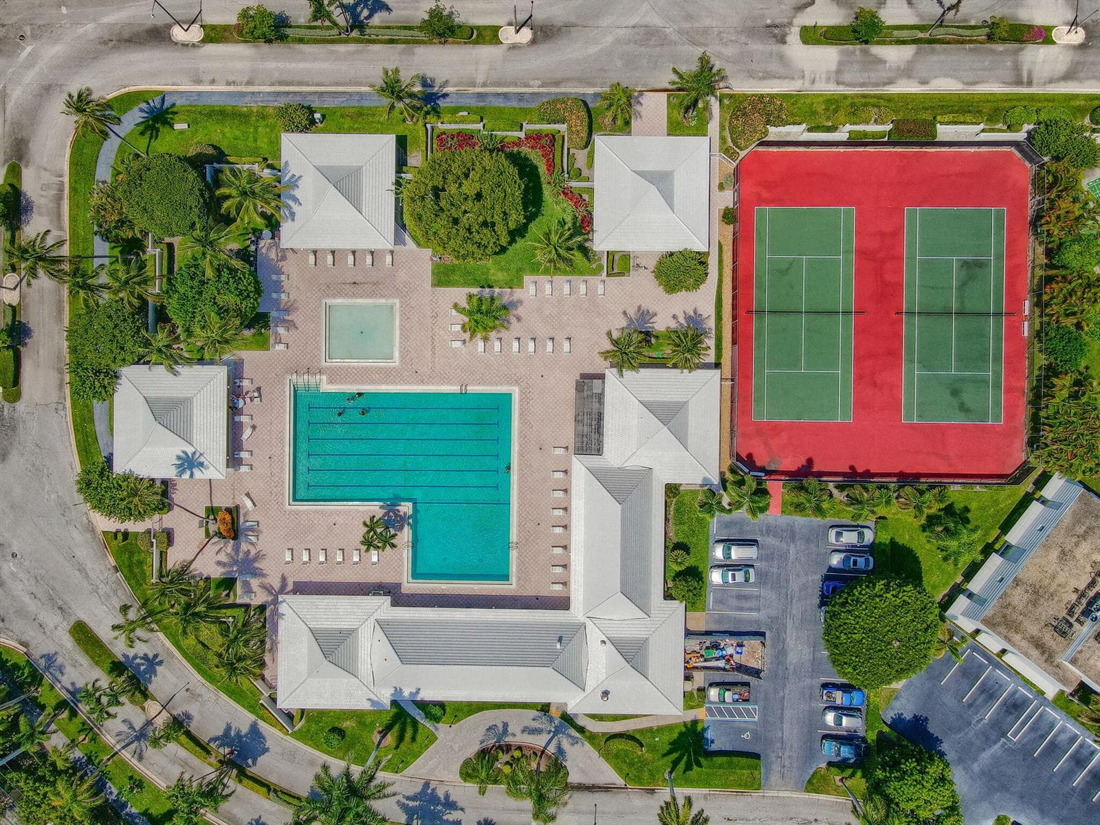 Aerial Pool and Tennis Courts