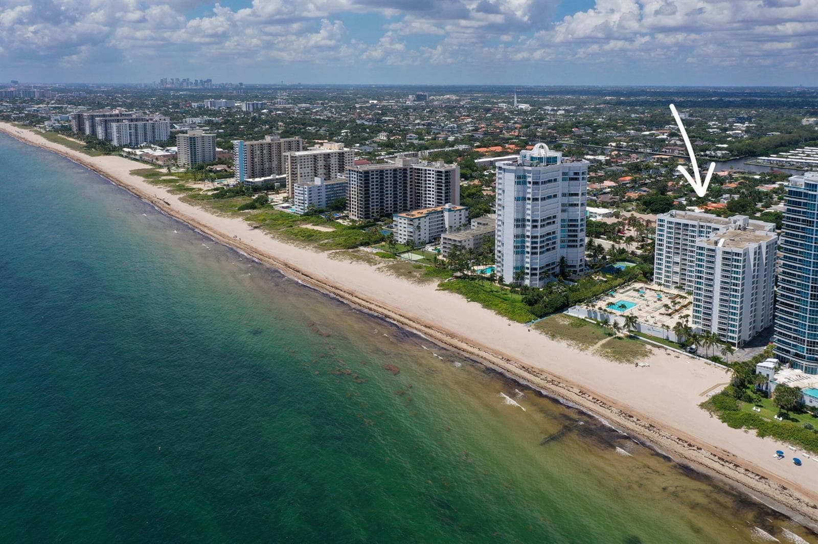 south facing beach drone shot