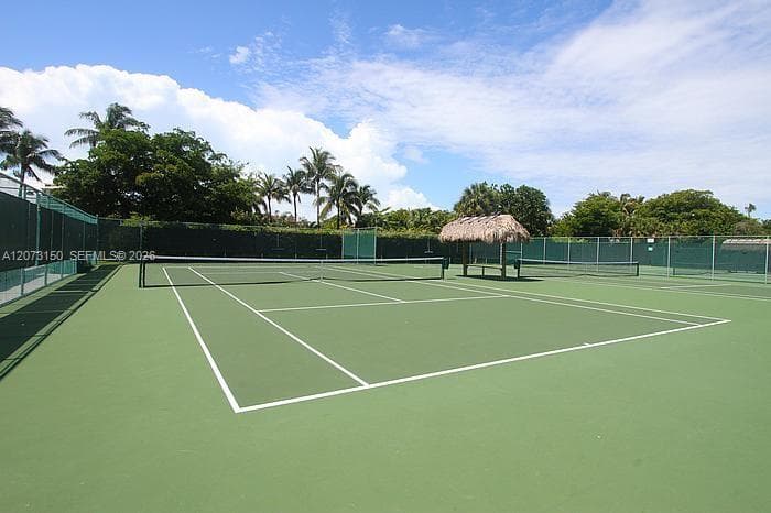 Lawn area featuring mature palm trees, perimeter shrubbery, and sandy pathway with immediate proximity to the coastline