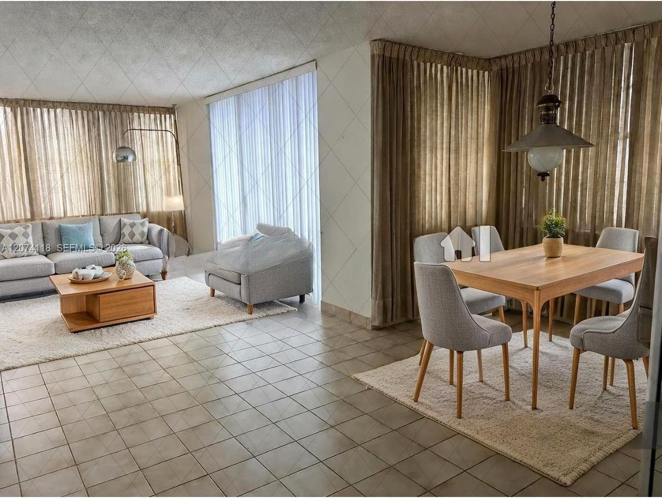 AI Staged Living Room with Dining Area