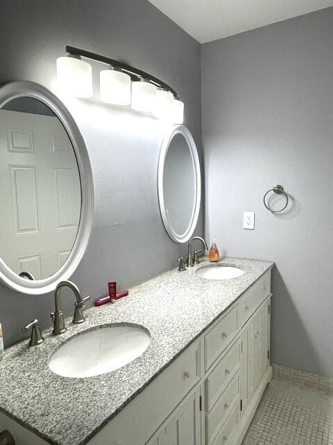 Master bathroom dual sink vanity
