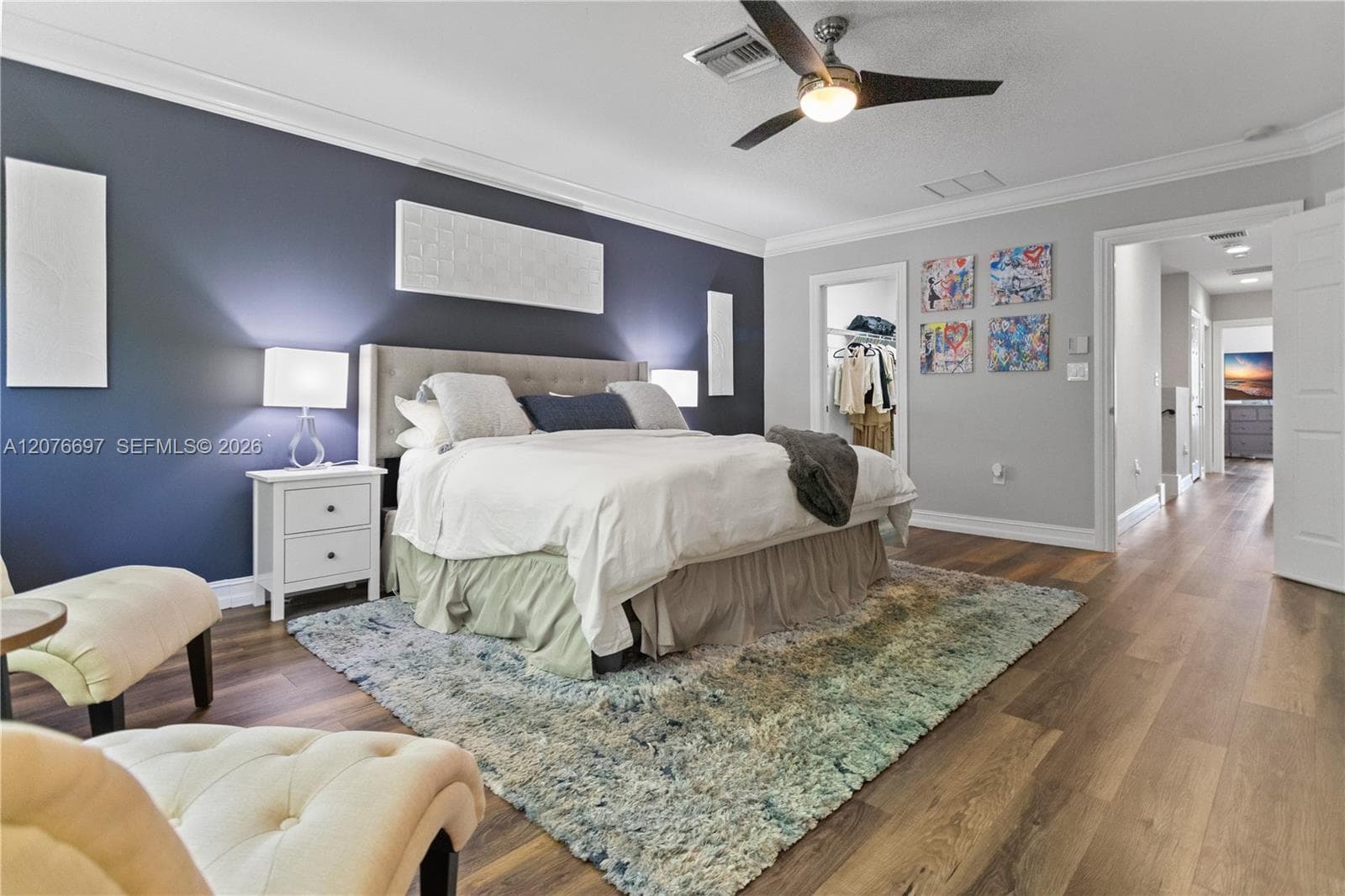 Primary Suite.  2 Large walk in closets with plenty of room for separate dressing and sitting areas.