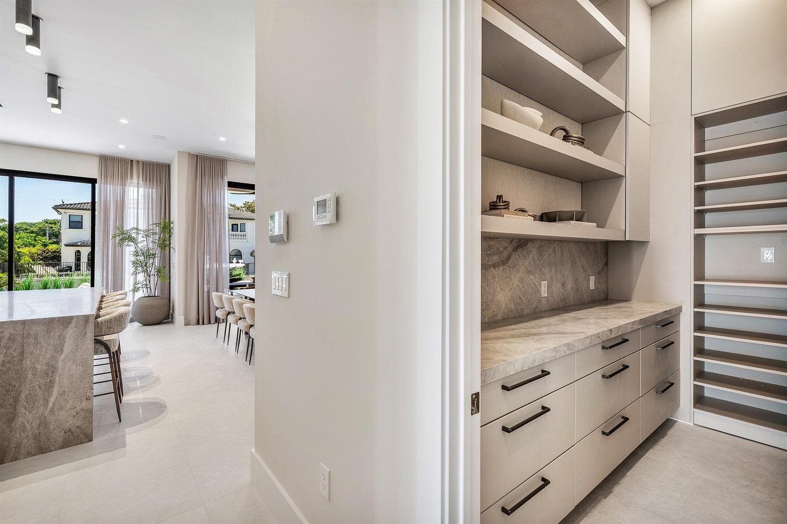 Built-in Wood and Glass Cabinetry