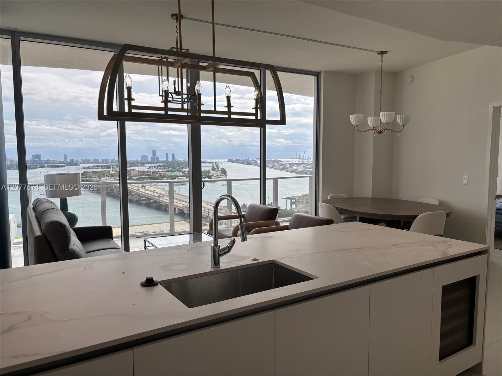 Kitchen Island with Biscayne Bay views