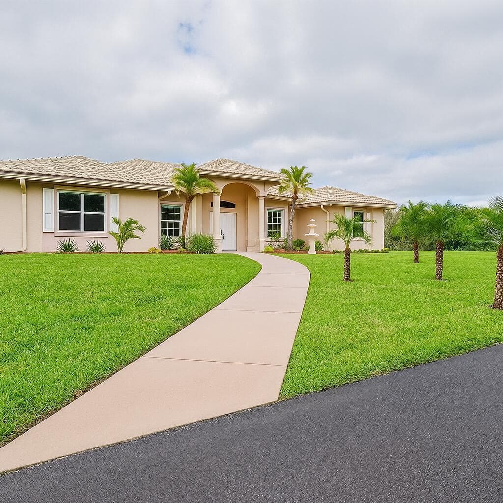 Mediterranean Suburban Home on Lush Lawn