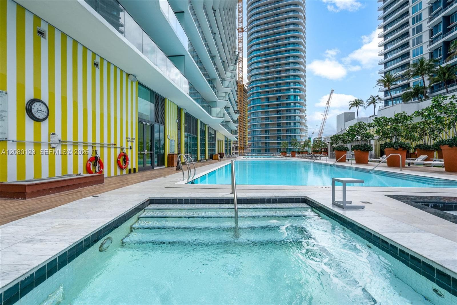 Spa and pool deck at SLS Brickell Dua - resort-style amenities included with PH-5209 residency.