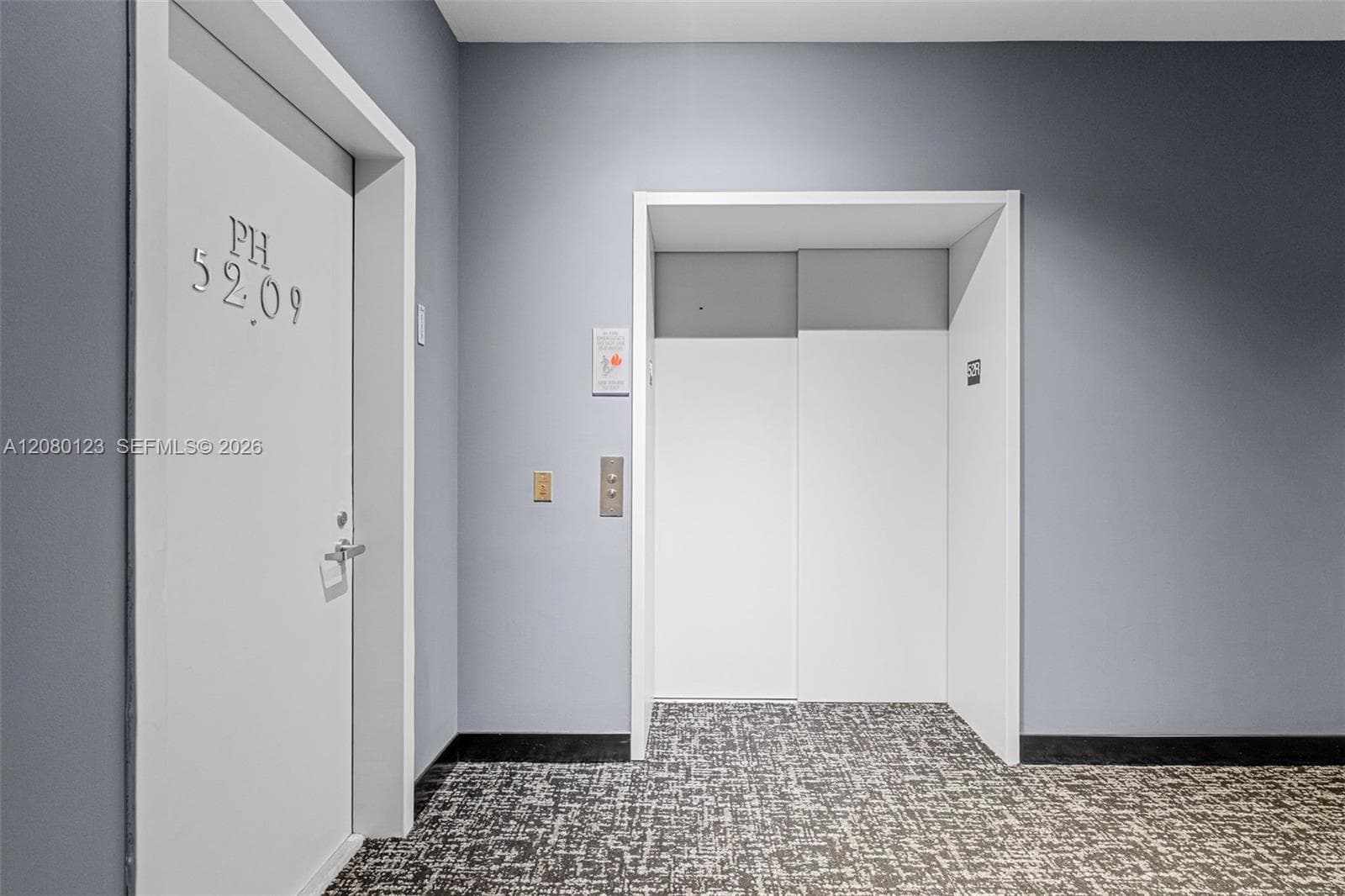 Private elevator landing leading directly to PH-5209 at SLS Brickell Dua Residences.
