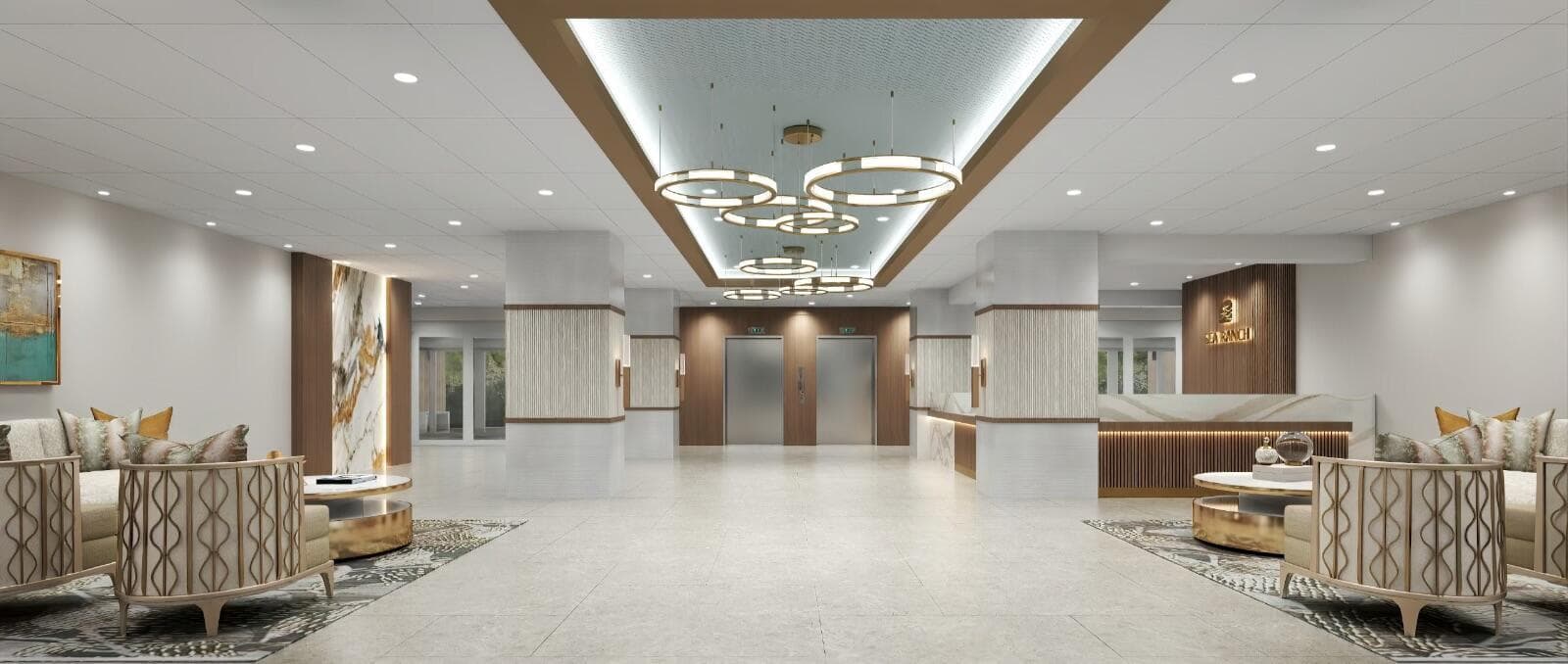 Rendering lobby seating area
