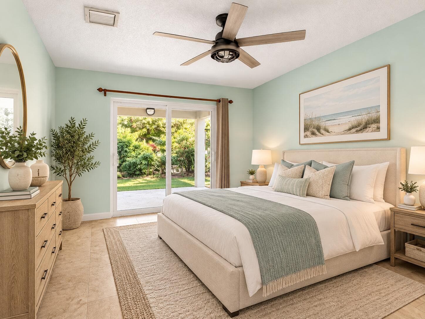 Serene Mint Coastal Bedroom