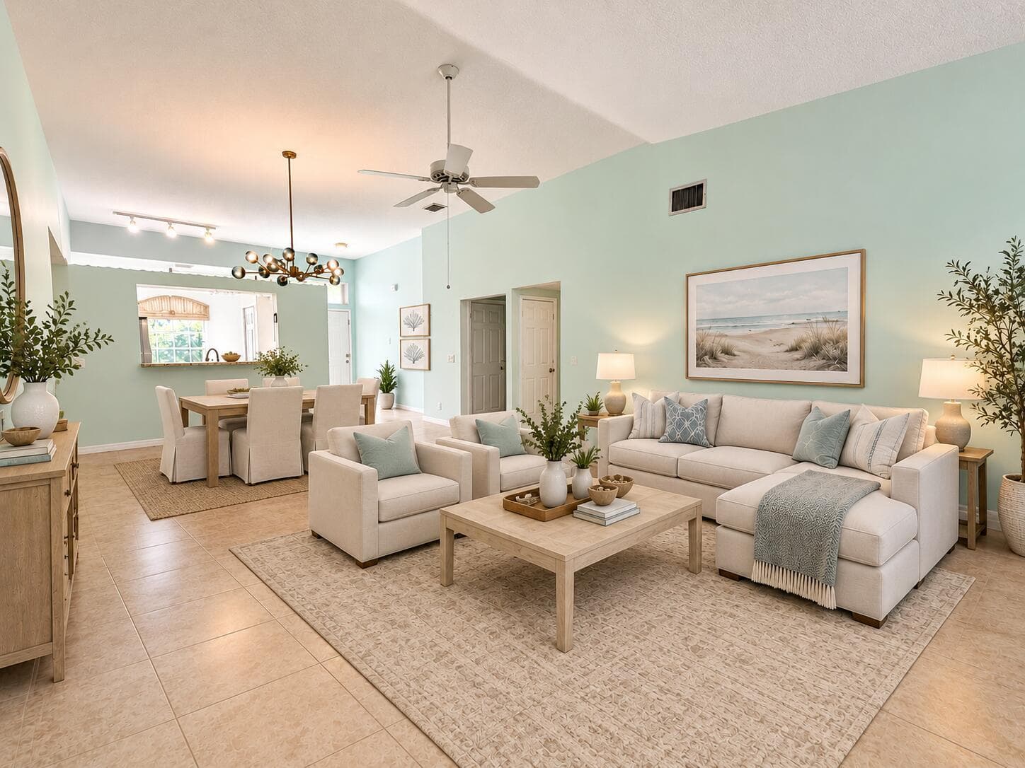 Bright Coastal Open-Plan Living Space