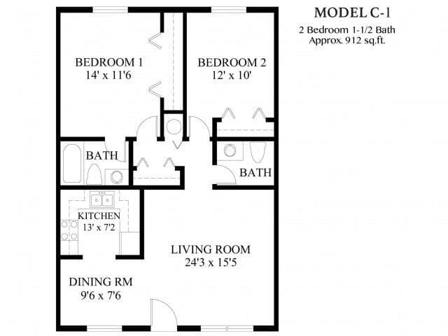 912 sqft