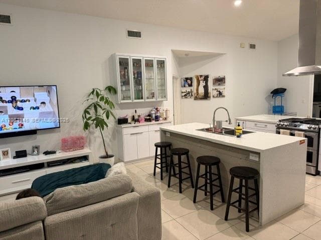 Spacious open-concept layout with tile flooring