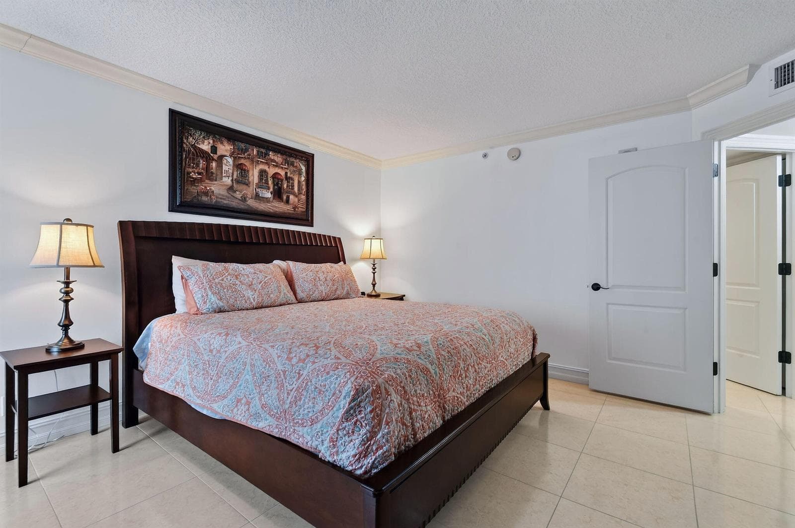 Guest Bedroom with Tile Flooring