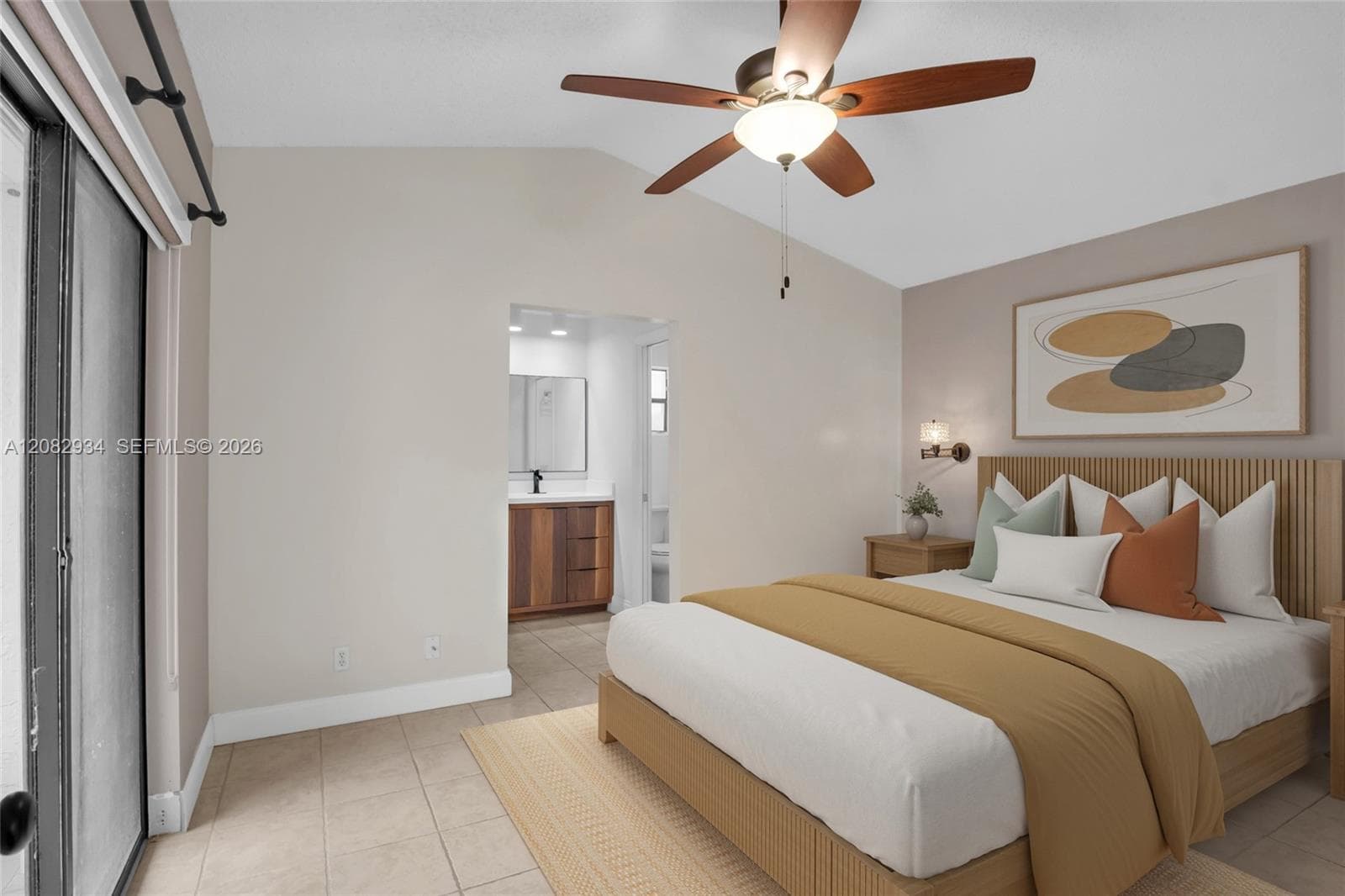 Virtually staged primary bedroom