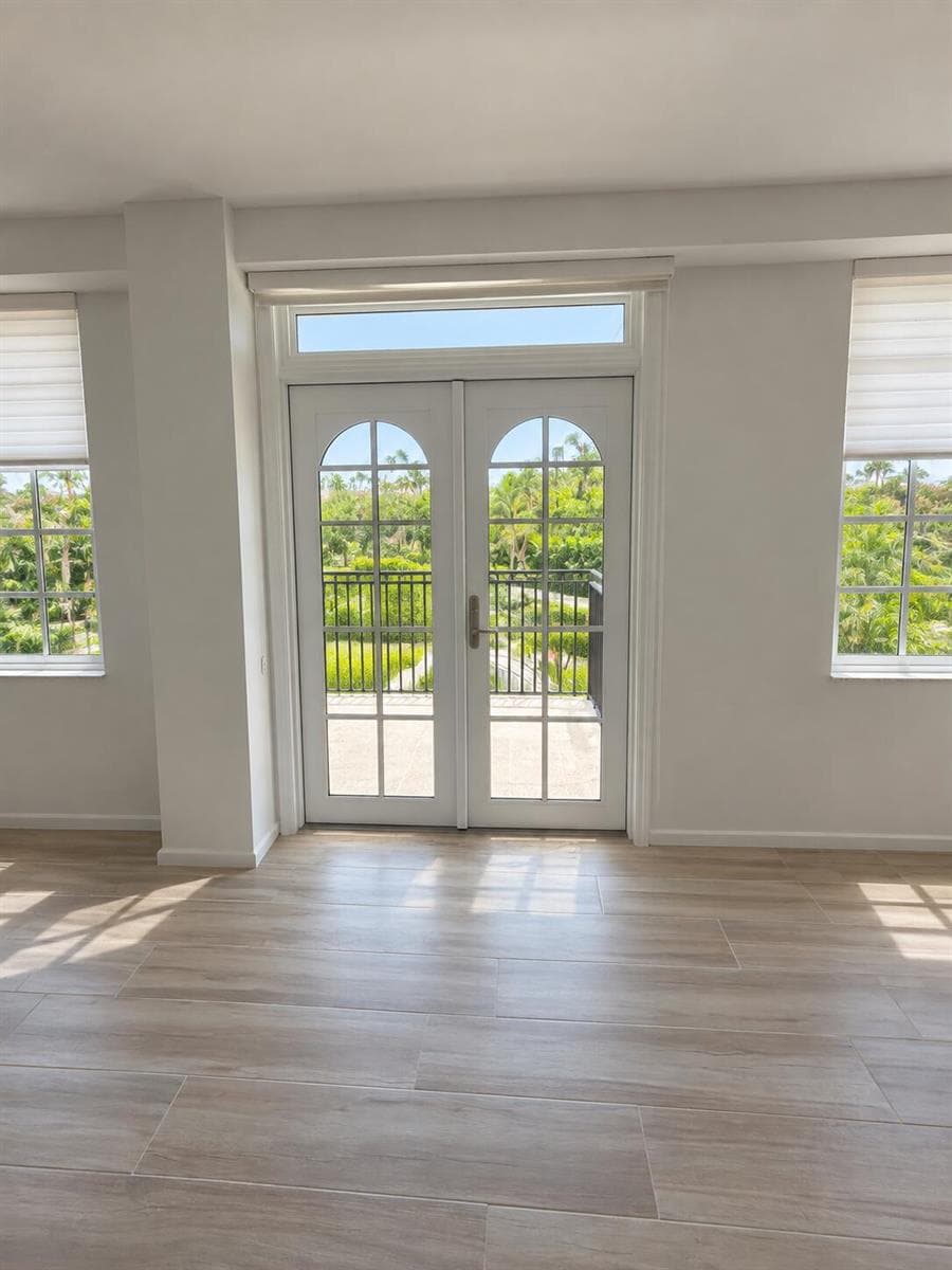 French doors to balcony