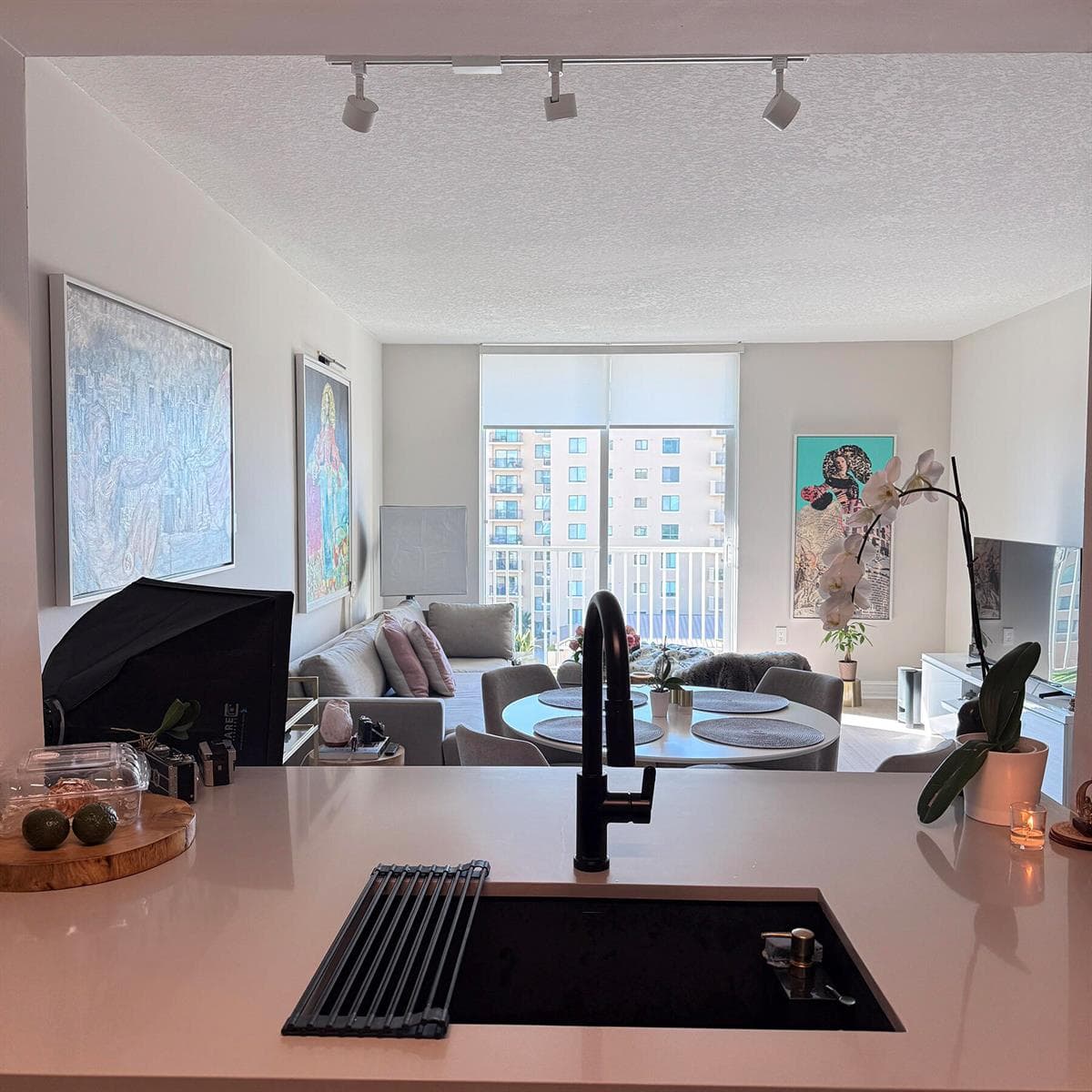 kitchen and living room